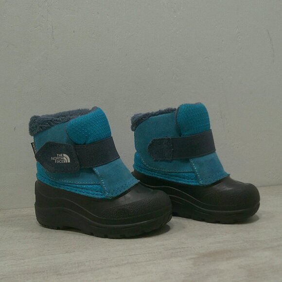 The North Face Toddler Alpenglow II Blue Suede Waterproof Snow Winter boots SZ 7 - Picture 1 of 11